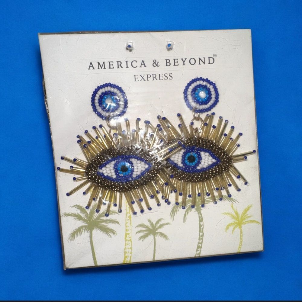 America & Beyond Express Evil Eye Pierced Earrings